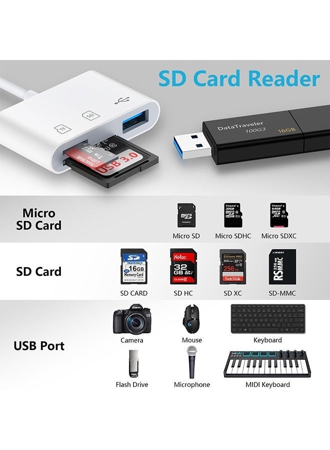 BELANO 3-in-1 USB SD Card Reader Adapter with USB-A Port, Supports SD/TF/USB Flash Drive, Plug & Play Memory Card Reader (White) - Image 4