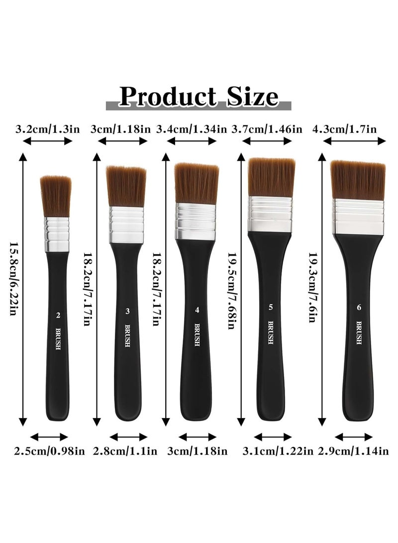 Oasisgalore 5 Pcs Assorted Flat Paint Brushes Set – Ideal for Acrylic, Oil, and Gesso Painting  - Image 2