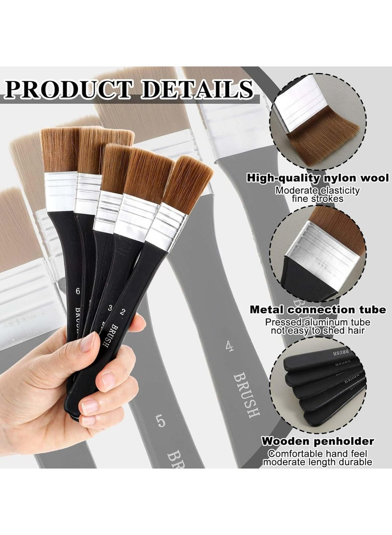 Oasisgalore 5 Pcs Assorted Flat Paint Brushes Set – Ideal for Acrylic, Oil, and Gesso Painting  - Image 3