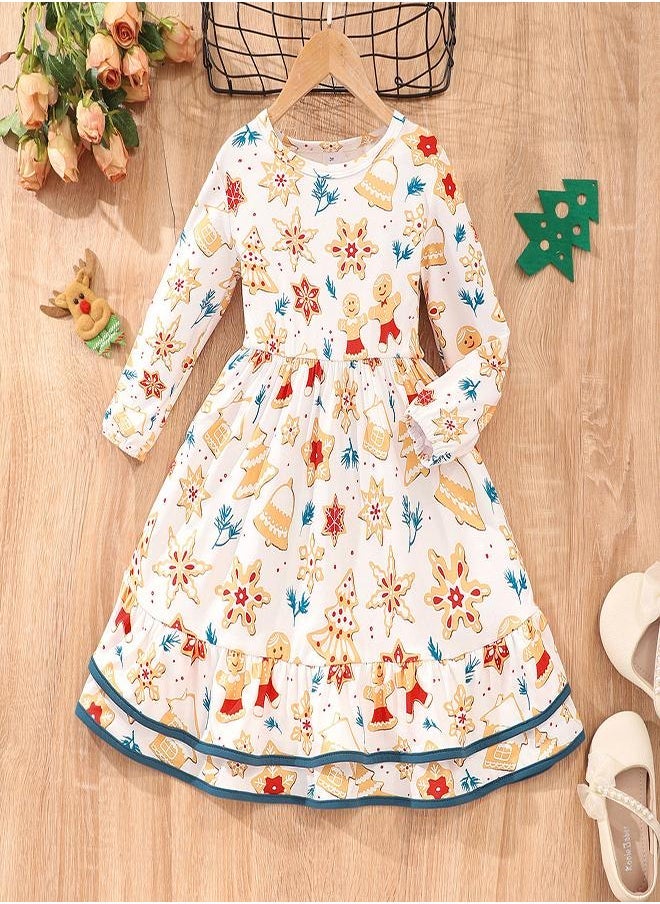 babyqlo Gingerbread and Snowflake Holiday Christmas Dress  - Image 2