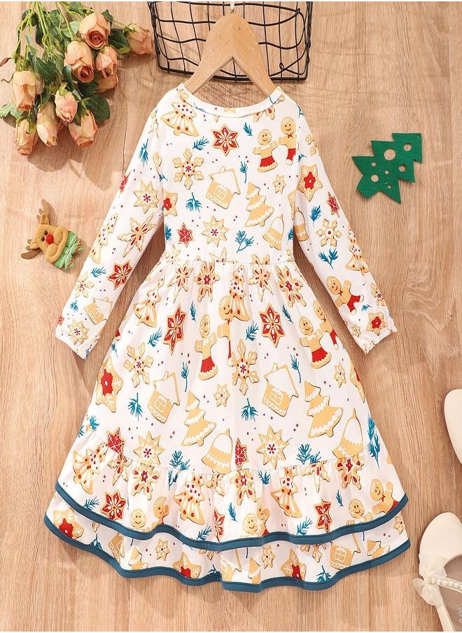 babyqlo Gingerbread and Snowflake Holiday Christmas Dress  - Image 3