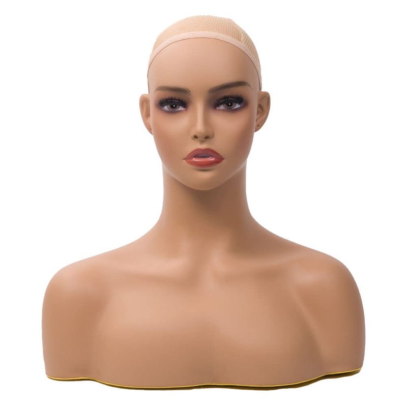 JINGFA Mannequin Head with Shoulder Display Manikin Head Bust for Wigs,Makeup,Beauty Accessories - Image 1