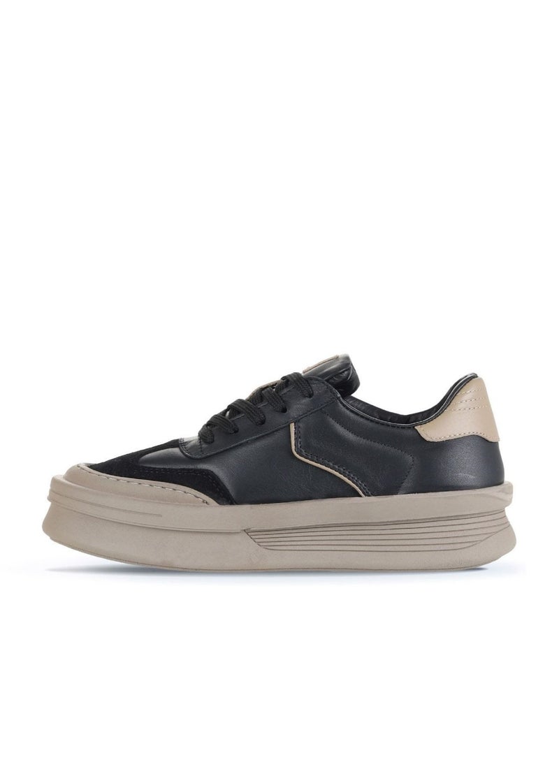 BUENO Women's Platform Sneakers – Trendy Lace-Up Design with Chunky Sole and Mixed Material Upper for Everyday Street Style - Image 3