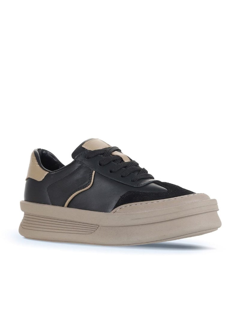 BUENO Women's Platform Sneakers – Trendy Lace-Up Design with Chunky Sole and Mixed Material Upper for Everyday Street Style - Image 2