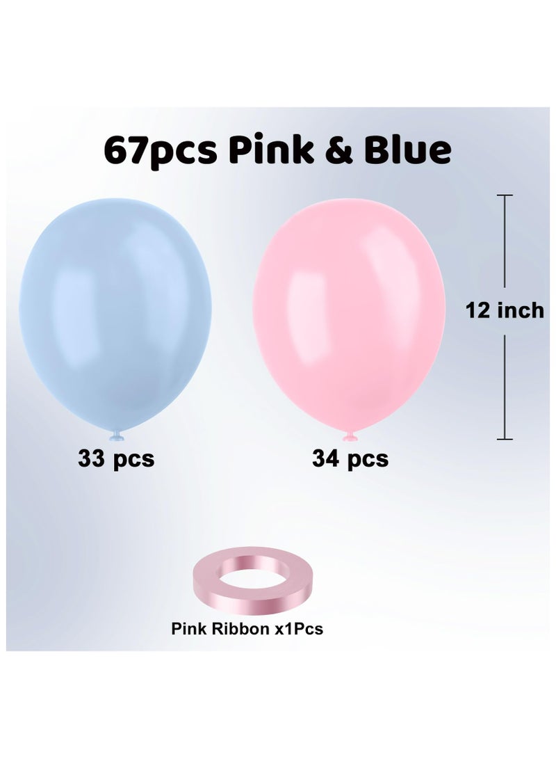 Pink and Blue Latex Balloons, 67Pcs Pink Blue Gender Reveal Balloons for Boy or Girl Gender Reveal Decorations Birthday Party Baby Shower Anniversary - Image 2