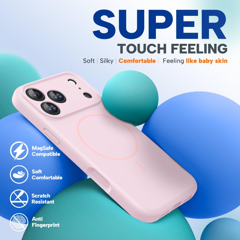Miracase Magnetic for iPhone 17 Pro Max Case, Compatible with MagSafe, Integrated Silicone Camera Control Cover, 3.0mm Thicken Shockproof Drop Protection Phone Case for 17 ProMax, Sand Pink - Image 5