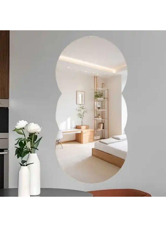 Ocean Wave Shape Wall Mirror Adhesive Acrylic Lightweight Anti Fall Decoration - Image 2