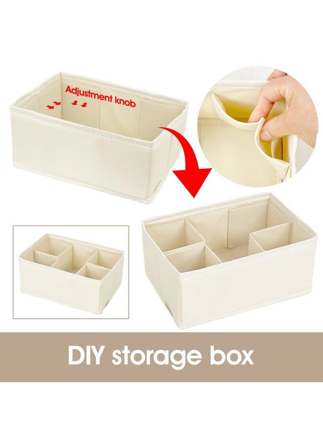 VERONLY Cosmetic Storage Bins Makeup Organizer, Adjustable Multifunction Storage Box Desk Drawer Divider for Makeup Brushes, Bathroom Countertop or Dresser, Set of 4 (Beige) - Image 2