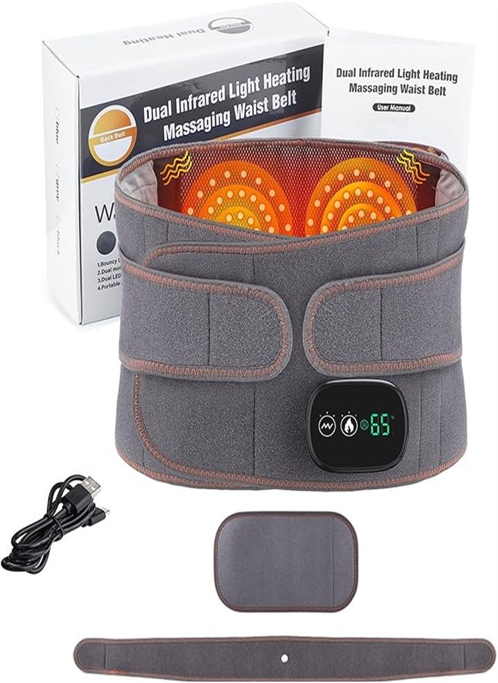 Generic New Multifunctional Massage Heating Pad, Cordless Heated Back Support Massage for Men and Women, Back Heating Support Belt with 3 Vibration and Heat Settings (Gray)  - Image 1