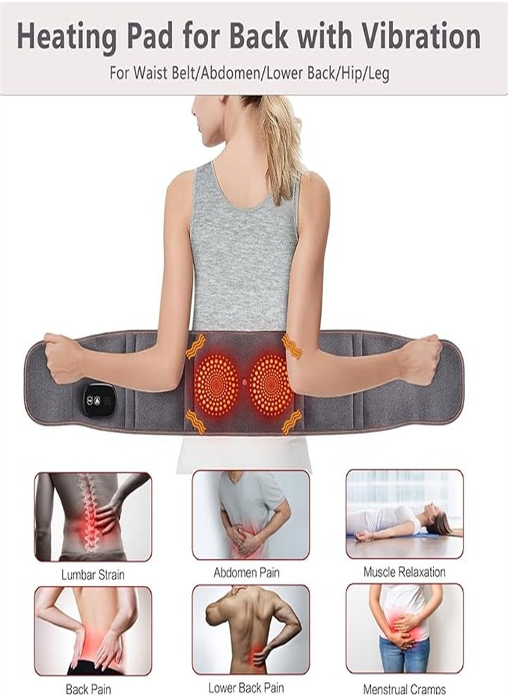 Generic New Multifunctional Massage Heating Pad, Cordless Heated Back Support Massage for Men and Women, Back Heating Support Belt with 3 Vibration and Heat Settings (Gray)  - Image 2