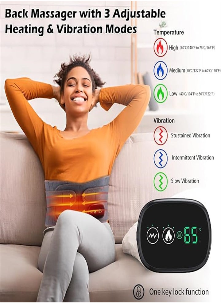 Generic New Multifunctional Massage Heating Pad, Cordless Heated Back Support Massage for Men and Women, Back Heating Support Belt with 3 Vibration and Heat Settings (Gray)  - Image 4