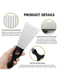 HY 3-Piece Metal Afro Hair Pick Set, Fist Design Wide-Tooth Combs for Men & Women, Perfect for Natural Curly Afro Hair, Essential Hairdressing Styling Tool for Hair Care and Styling  - Image 5