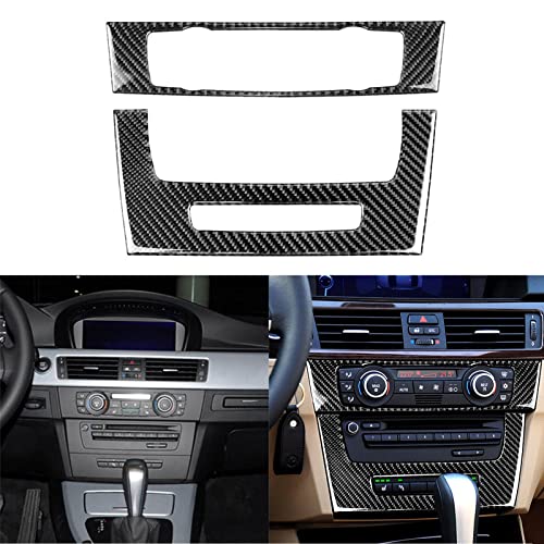 NVCNX Real Premium Carbon Fiber Car CD AC Panel Cover Interior Trim Compatible with BMW 3 Series E90 E92 E93 325i 328i 330i 335i M3 2006 2007 2008 2009 2010 2011 2012 2013 Accessories Black A - Image 1