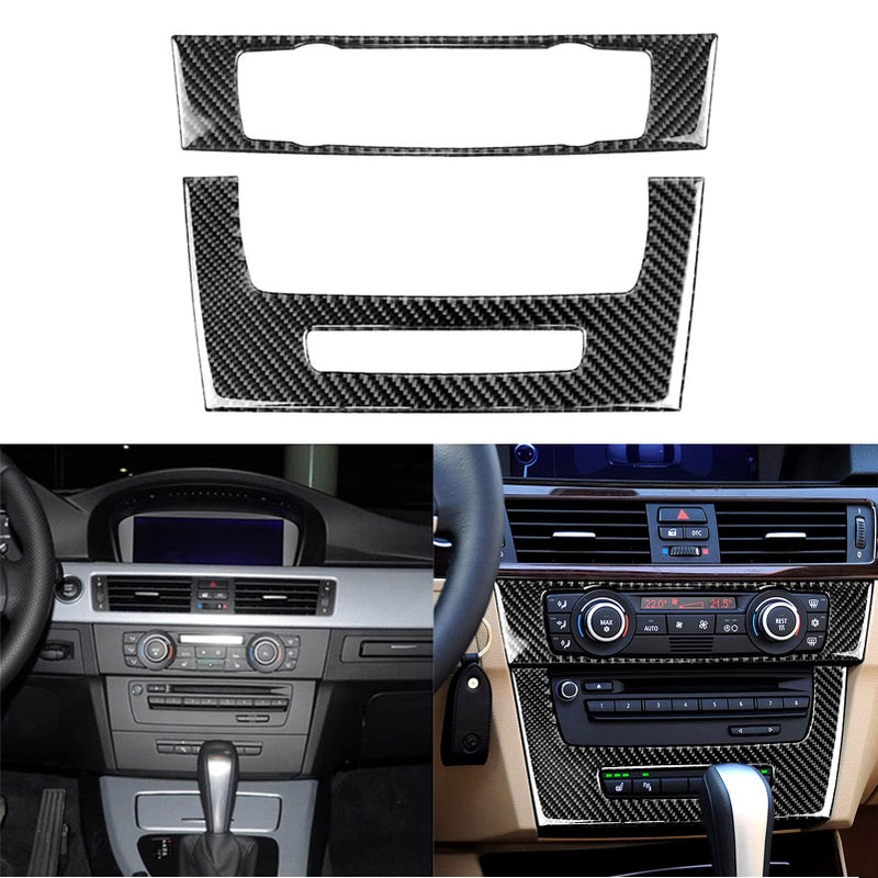 NVCNX Real Premium Carbon Fiber Car CD AC Panel Cover Interior Trim Compatible with BMW 3 Series E90 E92 E93 325i 328i 330i 335i M3 2006 2007 2008 2009 2010 2011 2012 2013 Accessories Black A - Image 2