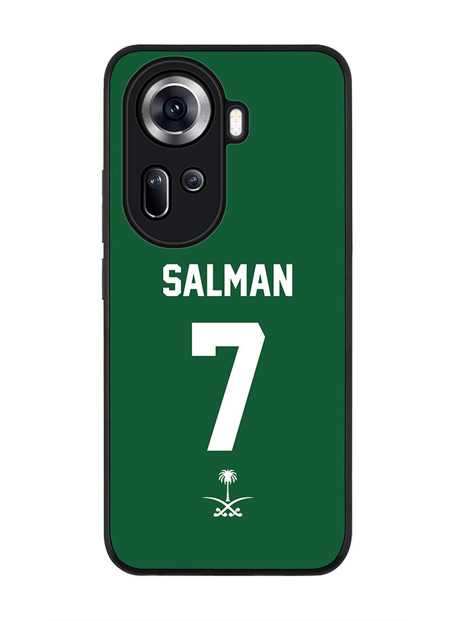 Stylizedd Rugged Black Edge Case for Oppo Reno11, Slim fit Case Thin Cover -  Football Team - Saudi Arabia, Player Name - Salman - Image 1