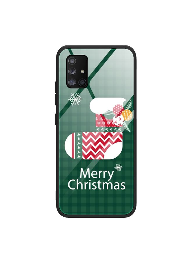 Case Cover For Samsung Galaxy A71 4G Christmas Glass Phone Case (Christmas Socks) 