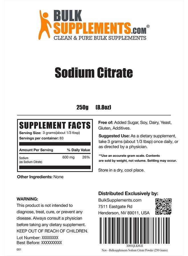 BulkSupplements .com مسحوق سترات الصوديوم - سترات الصوديوم للطهي - مكثف غذائي (250 جرام - 8.8 أونصة) - Image 2