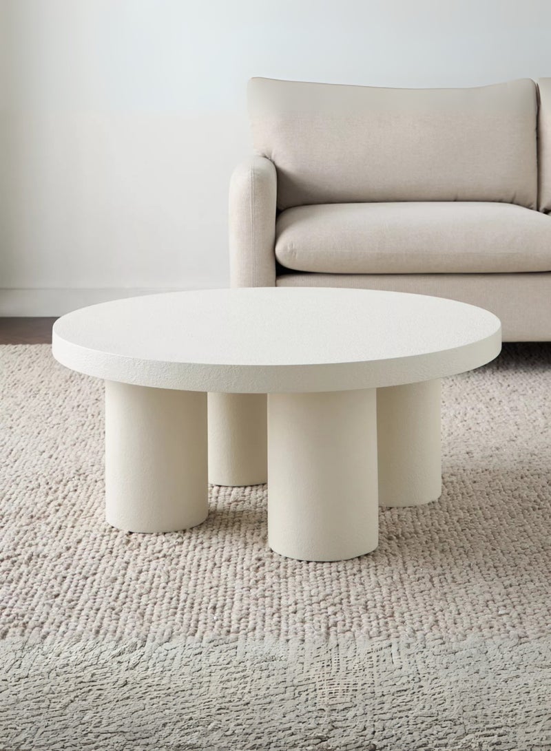 كستم ديكو طاولة قهوة مستديرة بيضاء من كاستومديكو - طاولة مركزية فاخرة بتصميم عصري وبسيط بأربعة أرجل أسطوانية لغرفة المعيشة والصالة والمكتب في الإمارات العربية المتحدة - Image 2