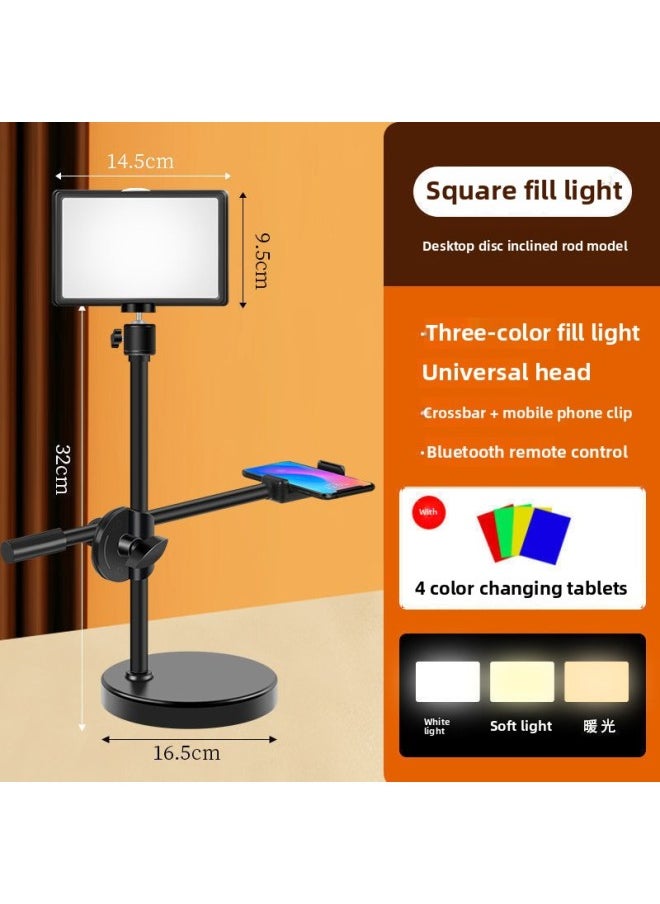 Generic - Supplementary Light Special Small Desktop Lighting For Live Photography Indoor Photo Layout Soft Light Professional Led Square Light-Specifications:Three-color Dimmable Soft Light-tilt Pole Tilt Bracket Bluetooth - Image 1