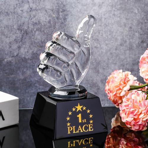 LONGWIN 1st 2nd 3rd Place Trophy Set Glass with Thumbs Up for Winner First Place Trophy Award for Sports Tournaments Talent Show Competitions - Image 3