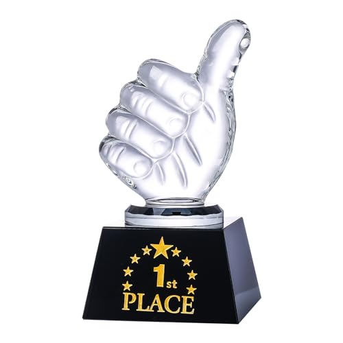 LONGWIN 1st 2nd 3rd Place Trophy Set Glass with Thumbs Up for Winner First Place Trophy Award for Sports Tournaments Talent Show Competitions - Image 1