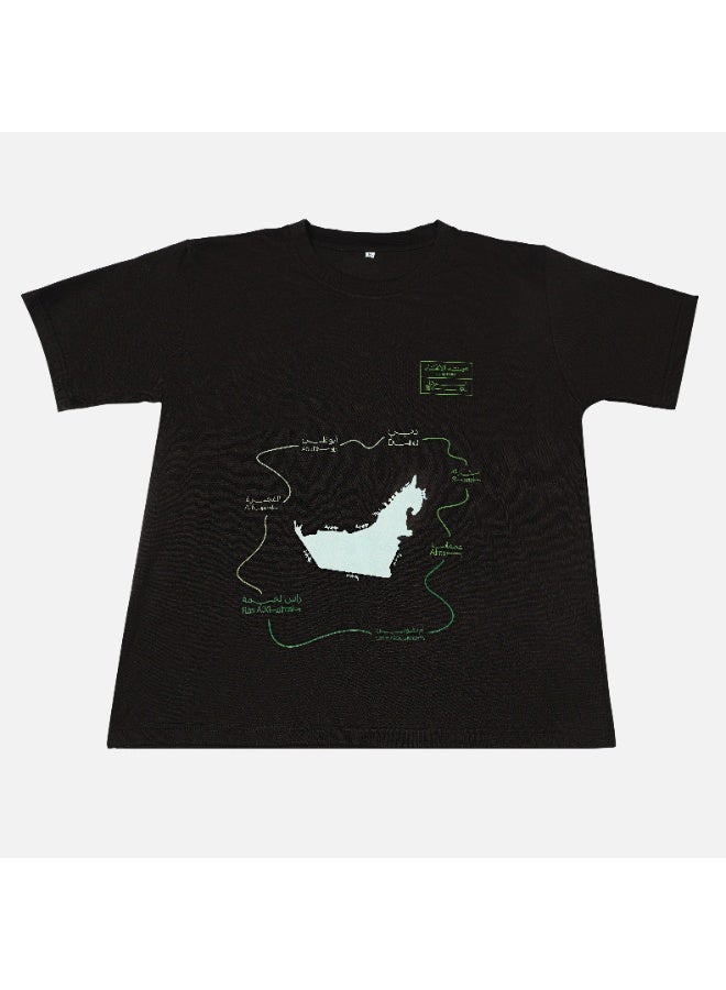 Eid Al Etihad United x Mansour UAE Map- Black- Tshirt - Image 1