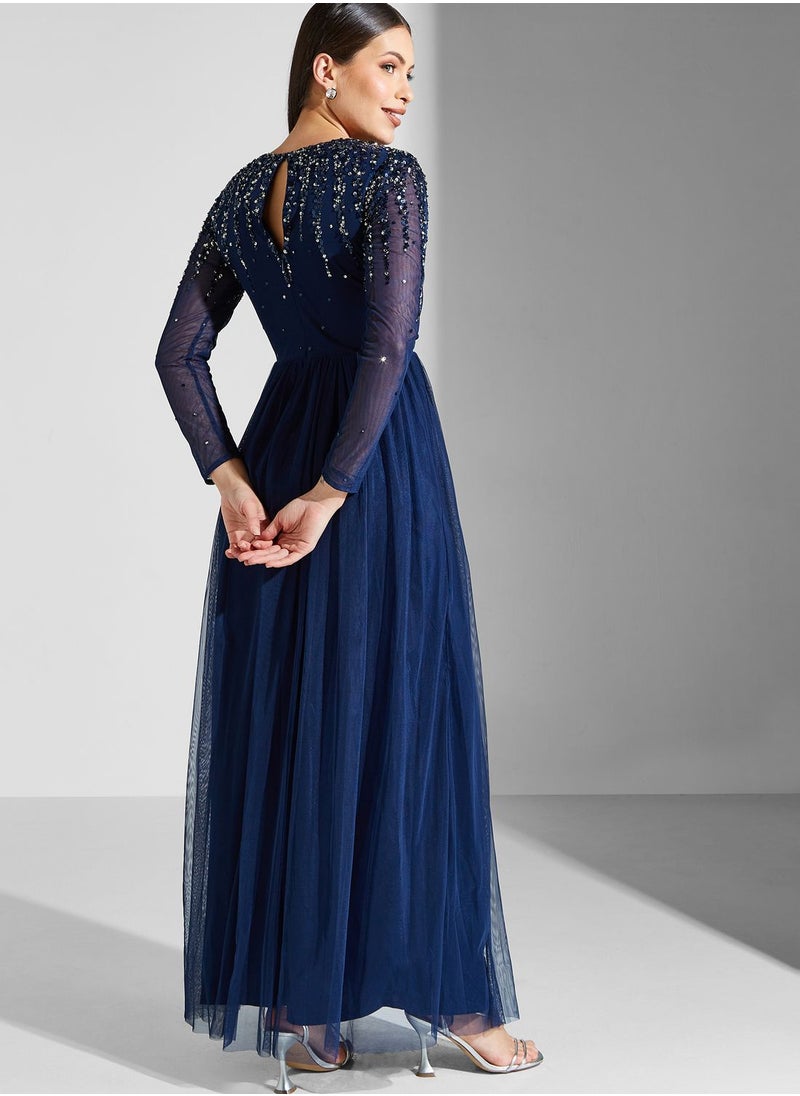 Namshi x Hadia Ghaleb Sequinned Detail Dress  - Image 2