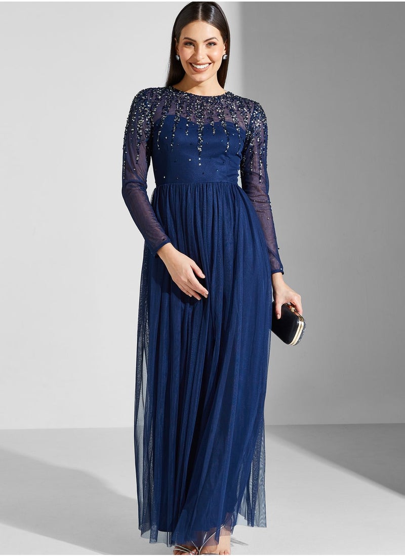 Namshi x Hadia Ghaleb Sequinned Detail Dress  - Image 1