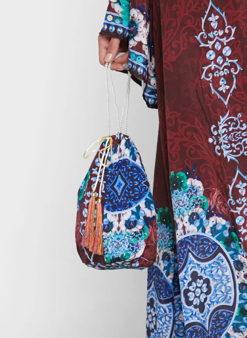 ARABIAN CLOSET Printed Jalabiya With Pouch