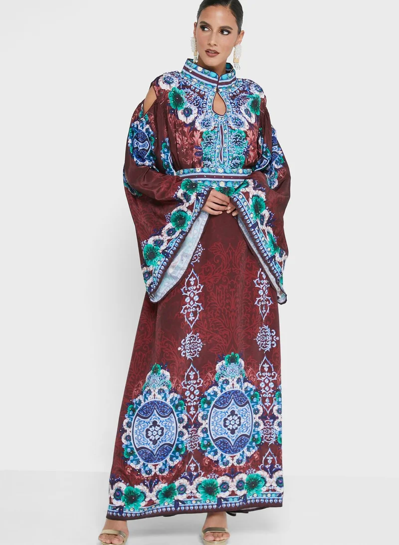 ARABIAN CLOSET Printed Jalabiya With Pouch