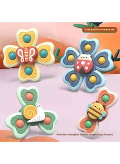 Baby Suction Cup Bath Toy Cartoon Finger Spinning Top Toothpaste Bath Toy Baby Shower Gift Idea Non-toxic Eco-friendly-Color:OPP Bag Packaging  Suction Cup Turn Music Four-piece Set Of Large Quantity And Excellent Price