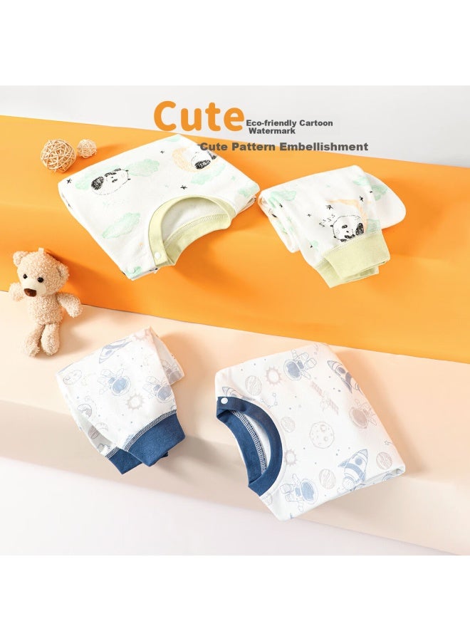 Mumu House A-class 100% Cotton Baby Toddler Autumn Pajama Set Uni Sleepwear Homewear Two-piece Long Sleeve Top And Pants - Image 3
