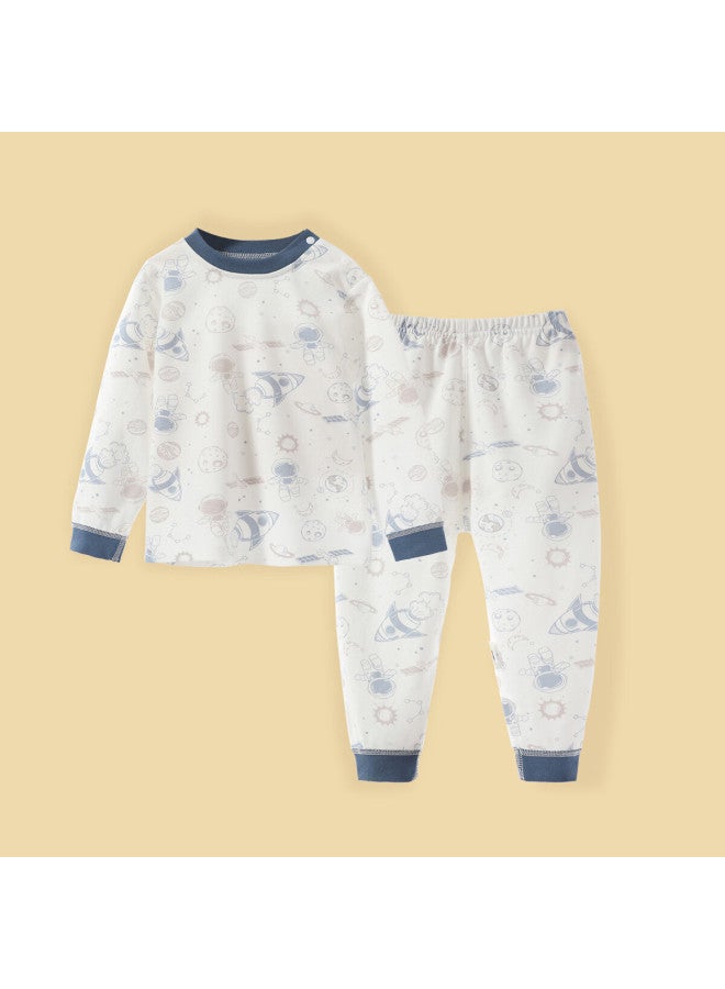 Mumu House A-class 100% Cotton Baby Toddler Autumn Pajama Set Uni Sleepwear Homewear Two-piece Long Sleeve Top And Pants - Image 2