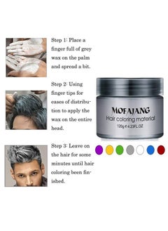 MOFAJANG Mofajang Hair Wax Color Styling Cream Mud, Natural Hairstyle Color Pomade, Washable Temporary (Gray)  - Image 3