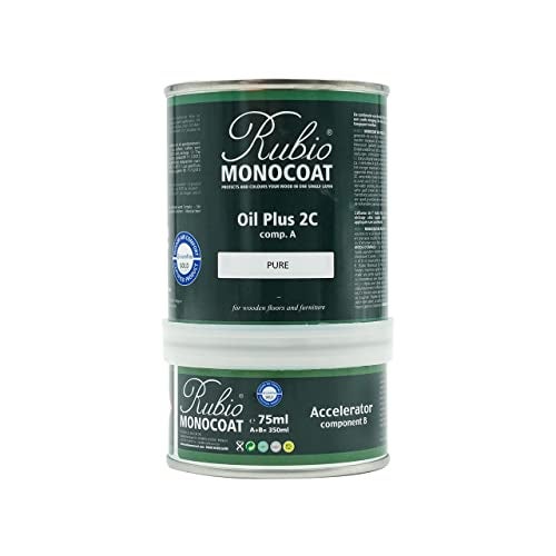 Rubio Monocoat Wood Oil Finish 175 ft² - Pure | Oil Plus 2C | Quick-Dry, Eco-Friendly Linseed Wood Oil for Indoor Use, Includes Accelerator (Part B) | Protector | 350 ml - Image 1
