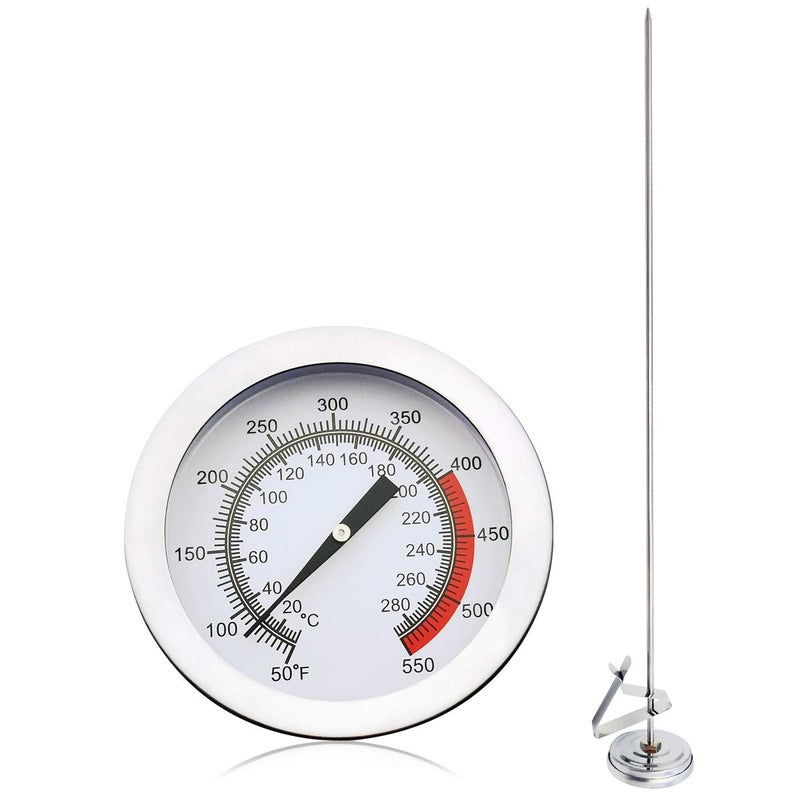 Deep FryerCandyTurkey Thermometer with Clip15 inch stem Professional Kitchen Pot FryerStainless Steel Fry Oil Thermometer for FryingCandy and Meat Cooking