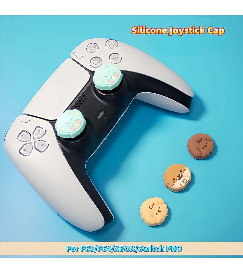 غطاءان من السيليكون لعصا التحكم على شكل كورجي، مقاومان للانزلاق والتآكل، متوافقان مع PS5 وPS4 وXbox وSwitch PRO - Image 1