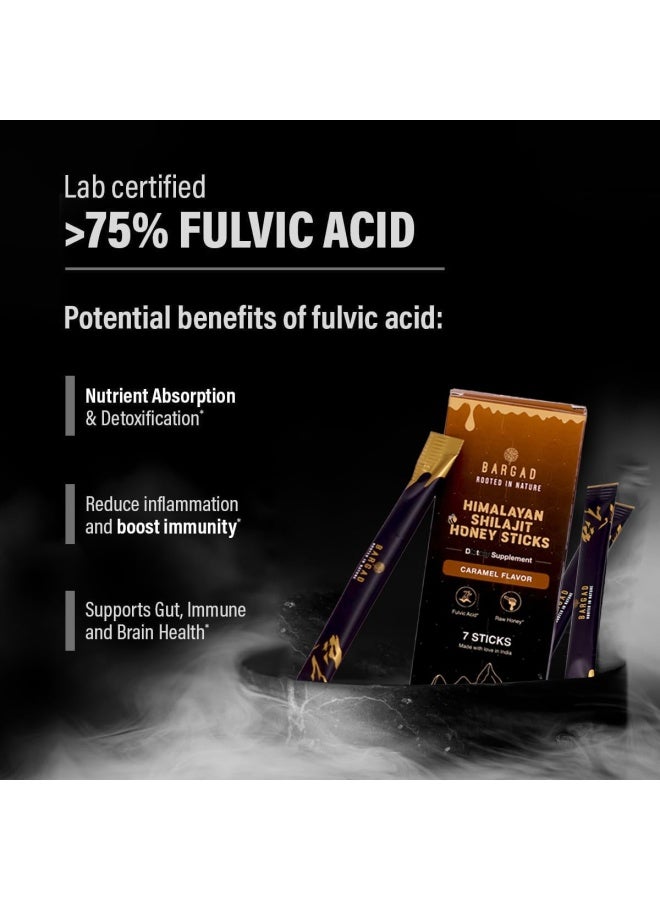 BARGAD Pure Himalayan Shilajit Sticks With Organic Honey & Caramel (7 Count) | Easy Single Use Shilajit Sticks | Boosts Energy & Immunity With 85+ Trace Minerals, 75%+ Fulvic Acid - Image 2