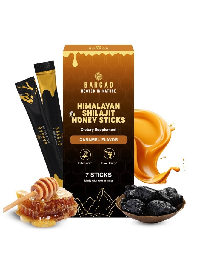 BARGAD Pure Himalayan Shilajit Sticks With Organic Honey & Caramel (7 Count) | Easy Single Use Shilajit Sticks | Boosts Energy & Immunity With 85+ Trace Minerals, 75%+ Fulvic Acid - Image 1