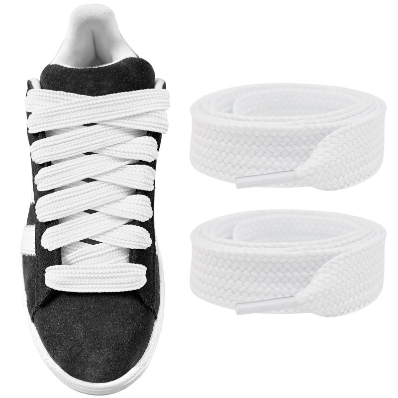 UamGlsob 5/8"(15mm) Wide Thick Shoe Laces for Sneakers, Fat Athletic Shoelaces Replacement Laces for Campus 00s Shoes (White, 54"/140cm) - Image 1