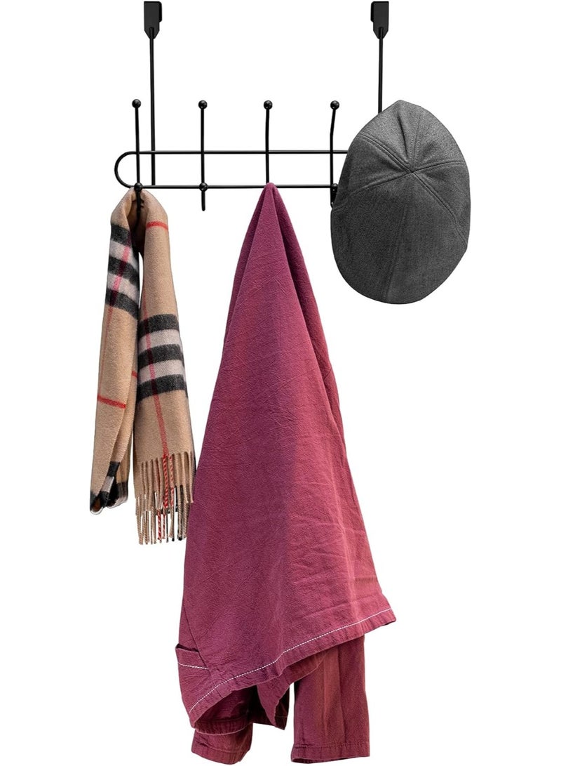 Generic Stainless Steel Over the Door Rack Organizer – 7-Hook Black Space-Saving Hanger for Coats, Towels, Hats – No Drilling Required – Heavy-Duty & Stylish  - Image 2