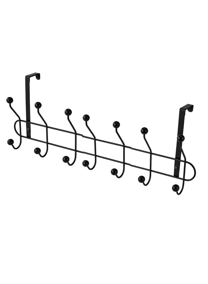 Generic Stainless Steel Over the Door Rack Organizer – 7-Hook Black Space-Saving Hanger for Coats, Towels, Hats – No Drilling Required – Heavy-Duty & Stylish  - Image 1