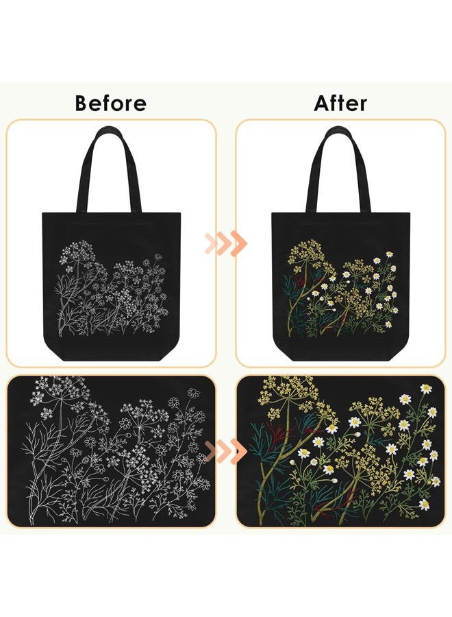 ERKOON Canvas Tote Bag Embroidery Kit for Beginners, Floral Arts Crafts Cross Stitch Kits for Adults Including Stamped Embroidery Bag with Hoops, Needle, Instruction and Color Threads(Chamomile) - Image 3