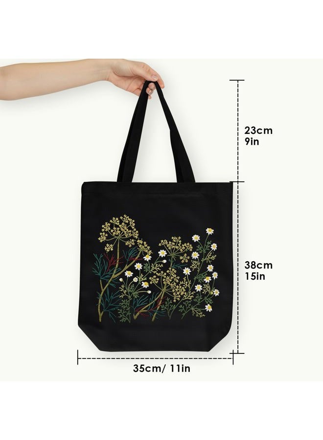 ERKOON Canvas Tote Bag Embroidery Kit for Beginners, Floral Arts Crafts Cross Stitch Kits for Adults Including Stamped Embroidery Bag with Hoops, Needle, Instruction and Color Threads(Chamomile) - Image 5