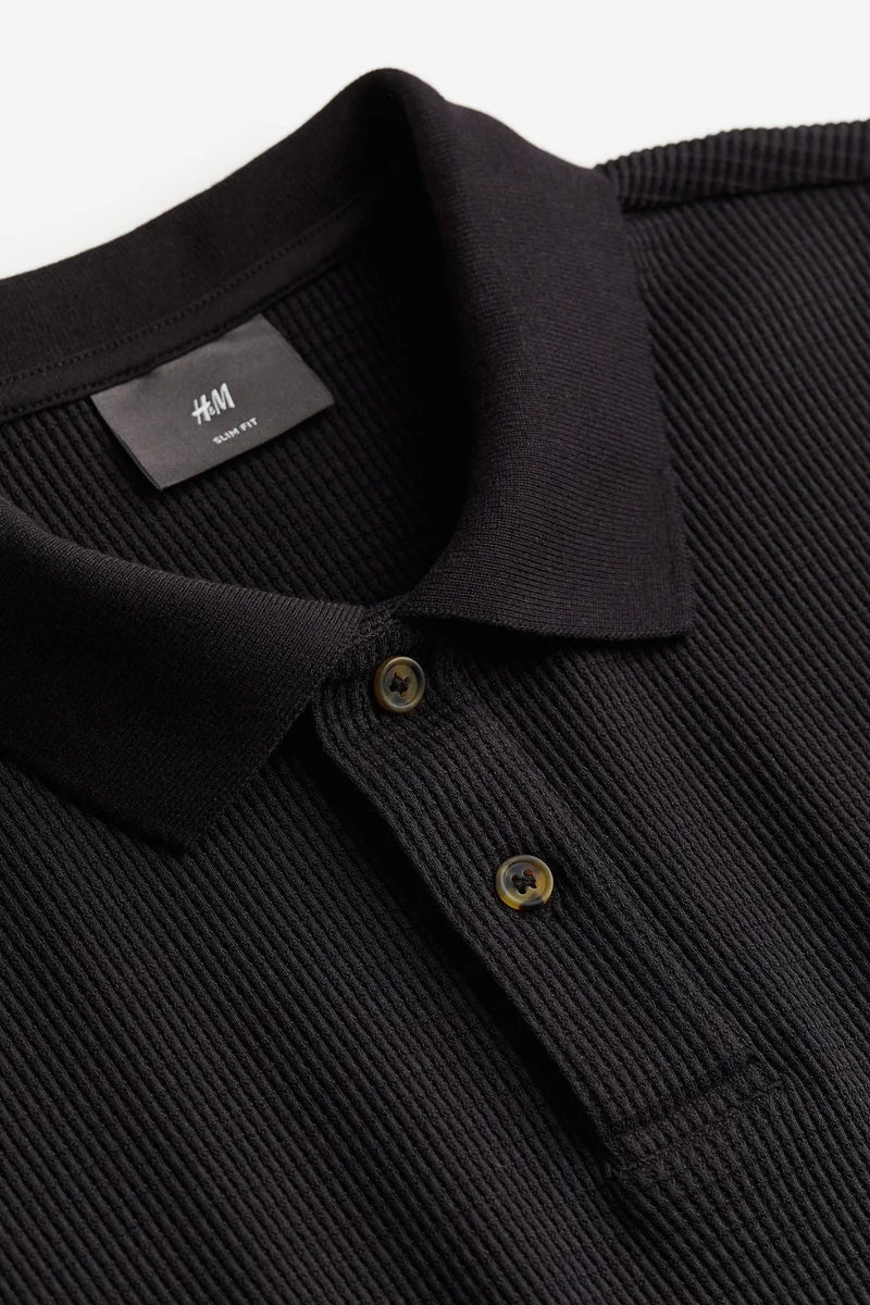 Slim Fit Waffled polo shirt