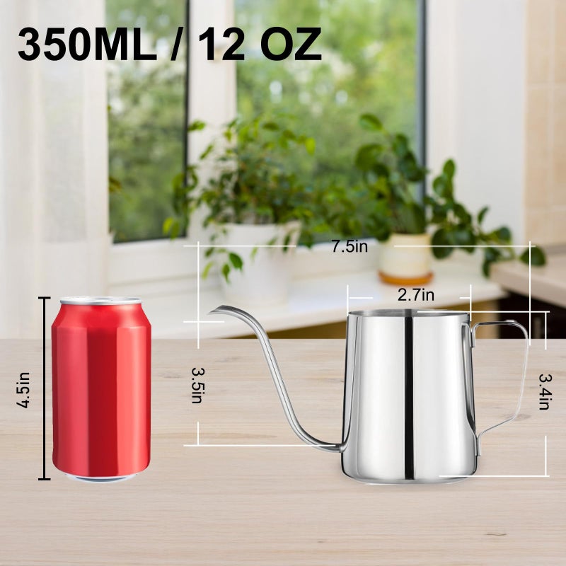 Doseno Small Watering Can for Indoor Plants, Mini Indoor Watering Can with Long Spout and Handle 12 Oz / 350 ml Rust-Proof 304 Stainless Steel Material - Image 5