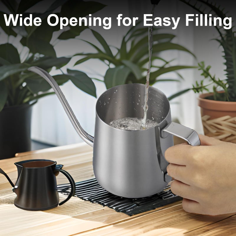 Doseno Small Watering Can for Indoor Plants, Mini Indoor Watering Can with Long Spout and Handle 12 Oz / 350 ml Rust-Proof 304 Stainless Steel Material - Image 4