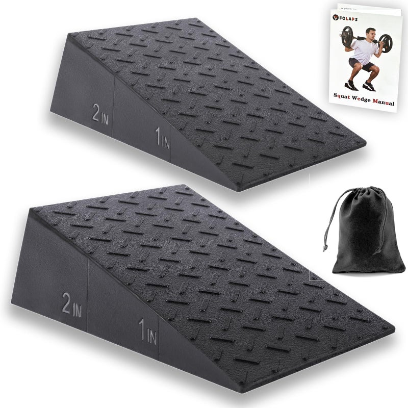 Folaps Squat Wedge Block with Guide for Heel Elevated Squat Weightlifting Slant Board for Squats with Carry Bag to Improve Mobility Balance and Strength - Image 1