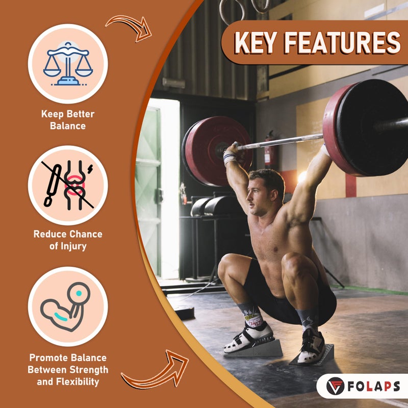 Folaps Squat Wedge Block with Guide for Heel Elevated Squat Weightlifting Slant Board for Squats with Carry Bag to Improve Mobility Balance and Strength - Image 4