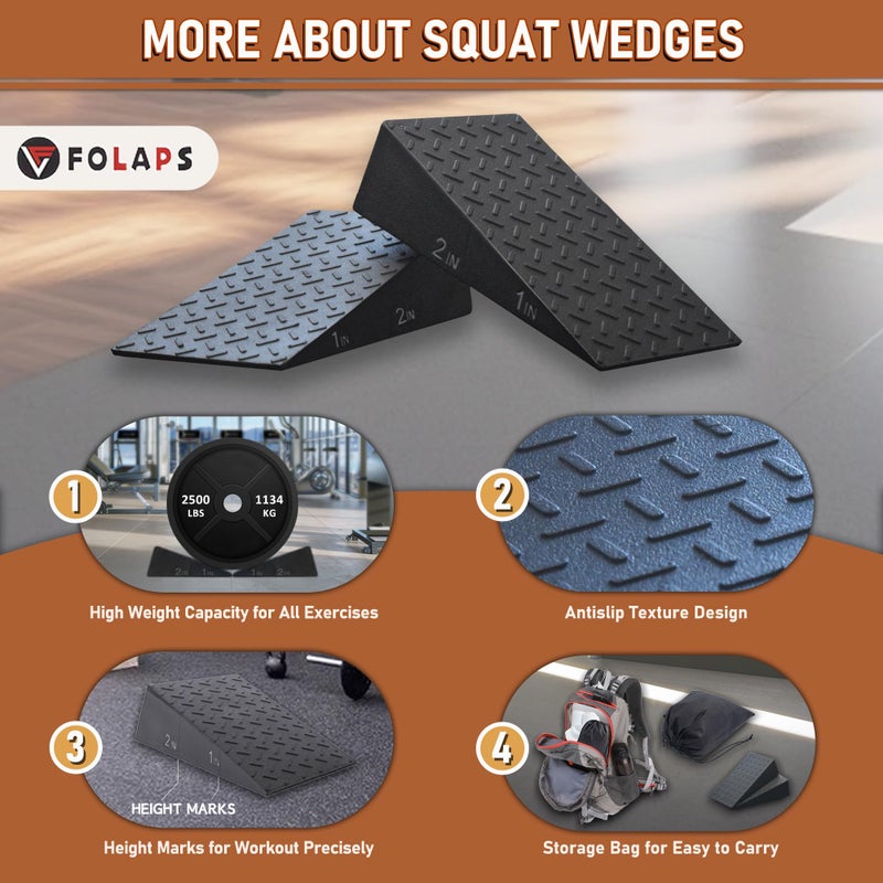 Folaps Squat Wedge Block with Guide for Heel Elevated Squat Weightlifting Slant Board for Squats with Carry Bag to Improve Mobility Balance and Strength - Image 5